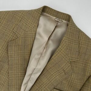 Mens Thos. David Signature Collection Plaid Blazer Jacket Tan Brown Size 42R